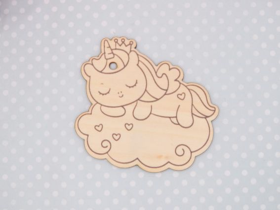 Заготовка фігурка плоска Одноріг що спить на тучці, фанера