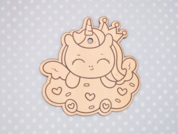 Заготовка фігурка плоска Одноріг (голова) та тучка , фанера