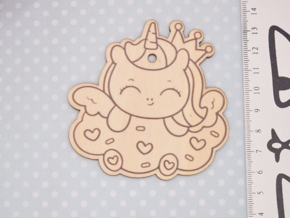 Основа для декорирования фигурка плоская Единорог (голова) и тучка, фанера, 8*8 см,