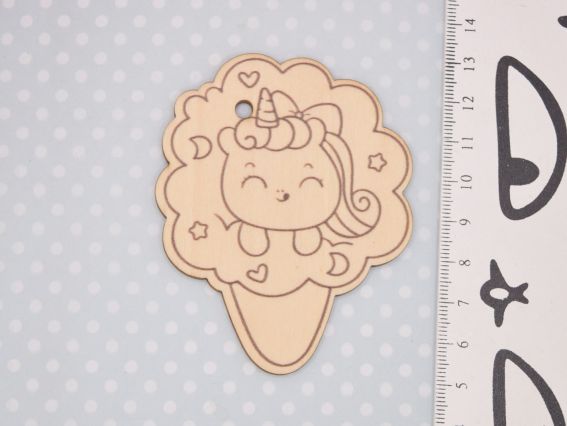 Основа для декорування фігурка плоска Одноріг-морозиво, фанера, 8*6,4  см,  