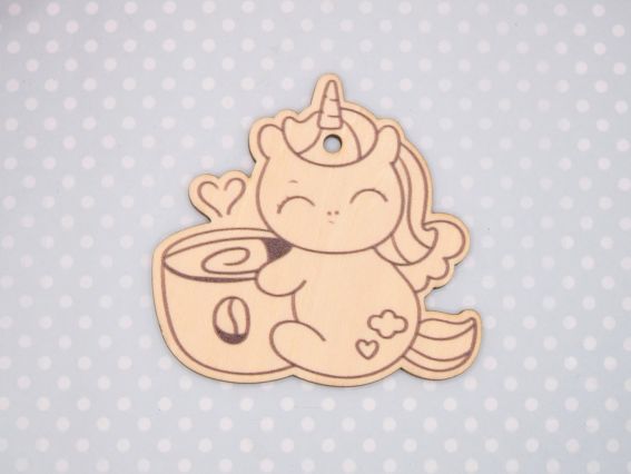 Заготовка фігурка плоска Одноріг  з чашкою , фанера