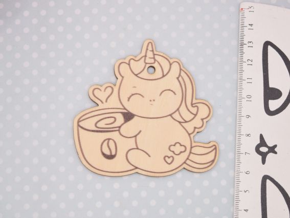 Основа для декорування фігурка плоска Одноріг з чашкою , фанера, 8*7,8  см,  