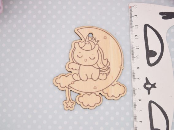 Основа для декорирования фигурка плоская Единорог на луне, фанера, 8*7  см,