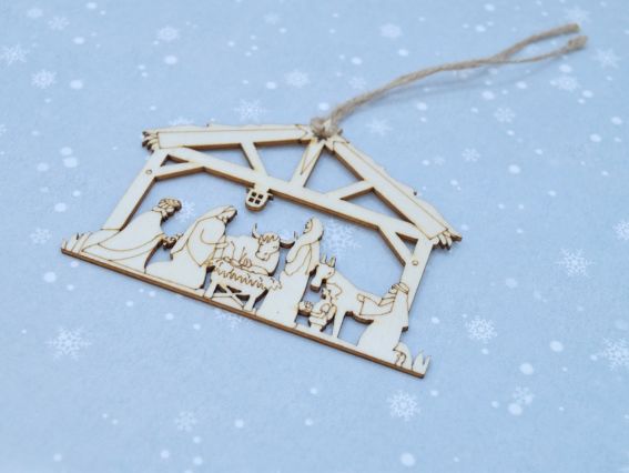 Різдвяна основа для декорування фігурка плоска Вертеп малий, 3033 фанера,  7*10см, 