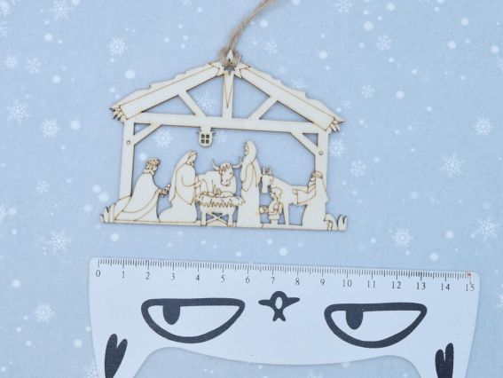 Різдвяна основа для декорування фігурка плоска Вертеп малий, 3033 фанера,  7*10см, 