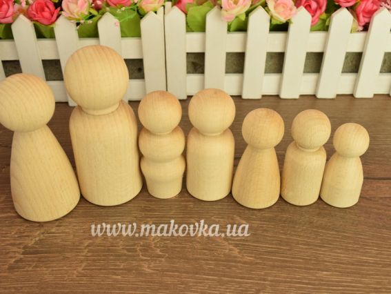 Заготовки дерев'яні об'ємні Лялечки, 7 шт , з бука