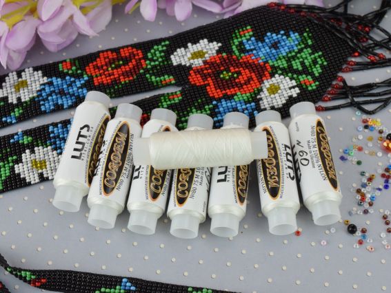 Нитки для плетения тяжелых гердан CORDEM 60, 75 м,, цвет 00001 молочный LUTS