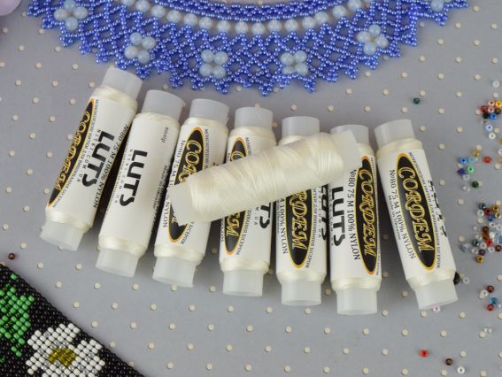 Нитки плетіння гердан CORDEM 80, 75м, колір 00001 молочний  LUTS