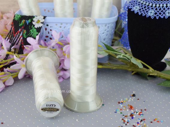 Нитки для гердан CORDEM 80, 1000м, колір 00001 молочний  LUTS