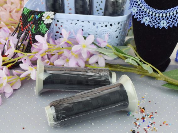 Нитки плетіння гердан CORDEM 80, 1000м, колір 00003 чорний LUTS