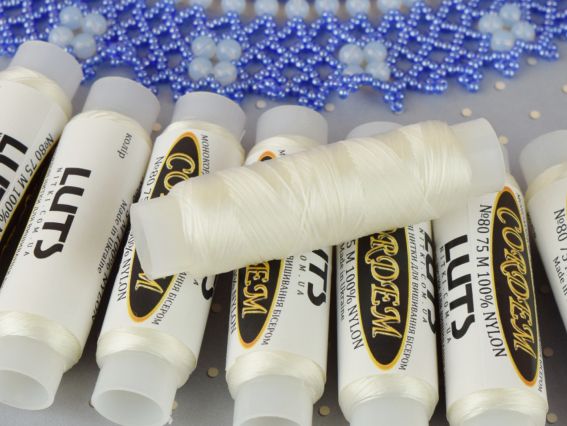 Нитки для гердан CORDEM 80, 75м, колір 00001 молочний  LUTS