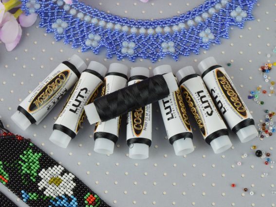 Нитки плетения гердан CORDEM 80, 75м, цвет 00003 черный LUTS