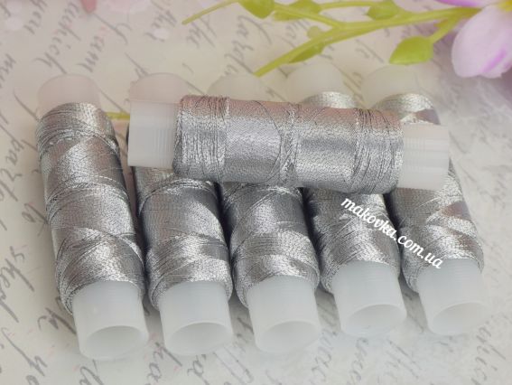 Метализированная нить люрекс LUTS цвет 0501-N тёмное серебро ЛР40 100м,