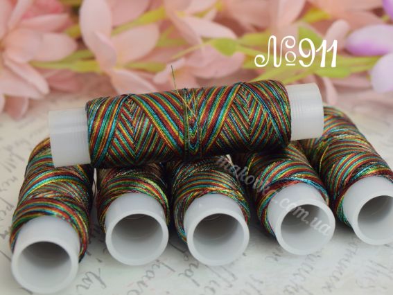 Люрекс LUTS колір 0911 райдужний меланж 100м,  1 котушка Люрекс LUTS колір 0911 райдужний меланж 100м,  1 котушка