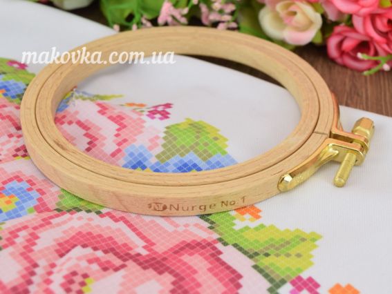 Пяльцы Nurge 100-1 деревянные с винтом, д=100мм, высота ободка 8мм