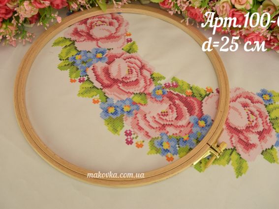 Nurge 100-6 П'яльці для вишивання дерев'яні з гвинтом, д=25см, товщина 8мм