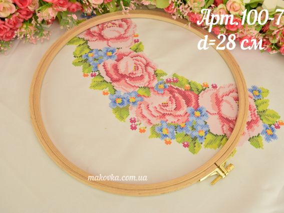 Nurge 100-7 П'яльці для вишивання дерев'яні з гвинтом, д = 28см, товщина 8мм