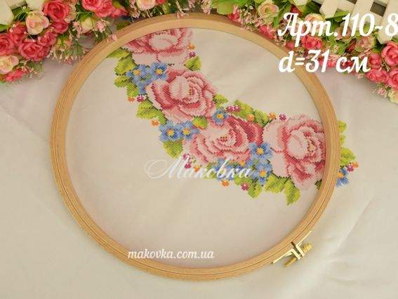 Nurge 110-8 Пяльцы для вышивания деревянные с винтом, д=31см, толщина 16мм