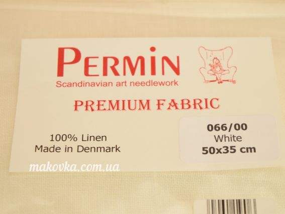 Permin 066/00 White тканина для вишивання з рівномірним візерунком, 100% льон, розмір 50×35 см 