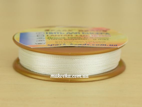Нитки для бісероплетіння Lantan 110, №2000 ультрабіла, 100м, 100% ПЕ Spark beads