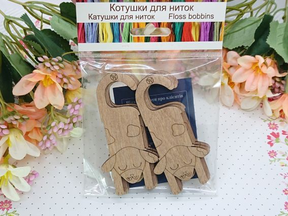 Бобини для ниток Собачка, 6 шт, фанера, Чарівна Країна FLC-080(s) Бобини для ниток Собачка, 6 шт, фанера, Чарівна Країна FLC-080(s)