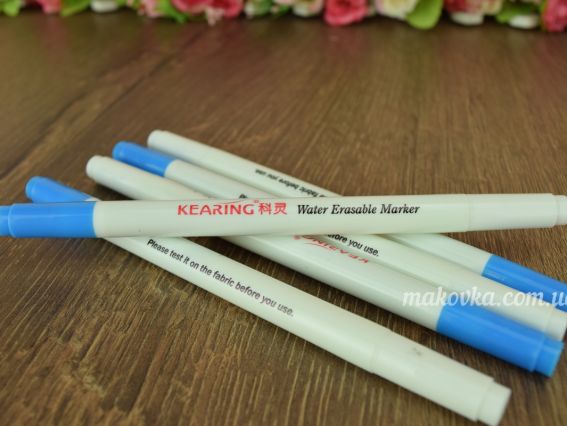 Маркер для тканин Двосторонній KEARING WT10 змиваємий водою Білий -бірюзовий