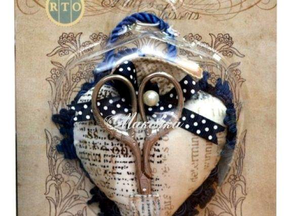 Подарочный винтажный набор Игольница-сердце с ножницами VT-66 РТО Подарочный винтажный набор Игольница-сердце с ножницами VT-66 РТО