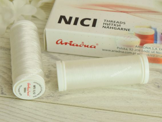 Мононитка для бисероплетения и вышивания Ariadna MFil 0.12 белая полупрозрачная