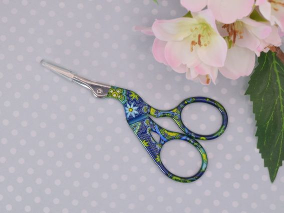 Ножницы Цапельки с рисунком сине-зеленые 9,4 см,