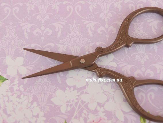 Ножницы для рукоделия Ретро, длина 9 см FEIBO F51 темно-коричневые