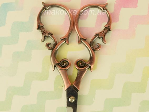 Ножиці для рукоділля 11 см FEIBO F108 з ажурними ручками, кольору античної міді