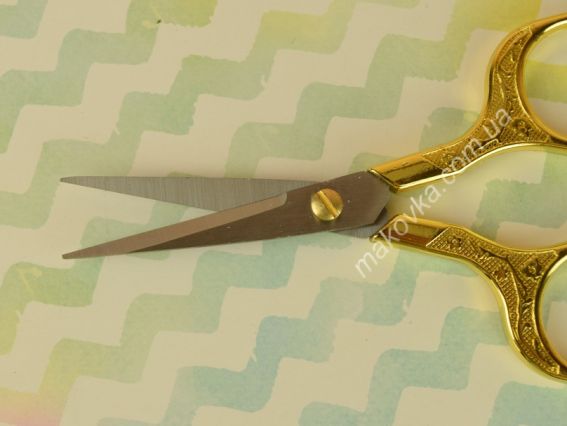 Ножиці для рукоділля 12,5см FEIBO F210  квітковий рельєф, колір золотий Lintaizuo