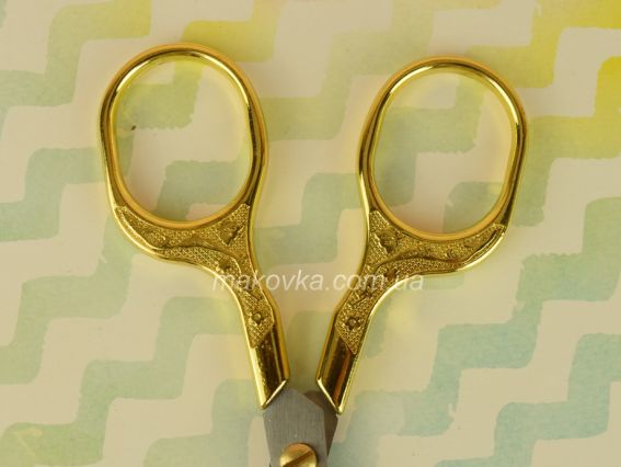 Ножиці для рукоділля 12,5см FEIBO F210  квітковий рельєф, колір золотий Lintaizuo