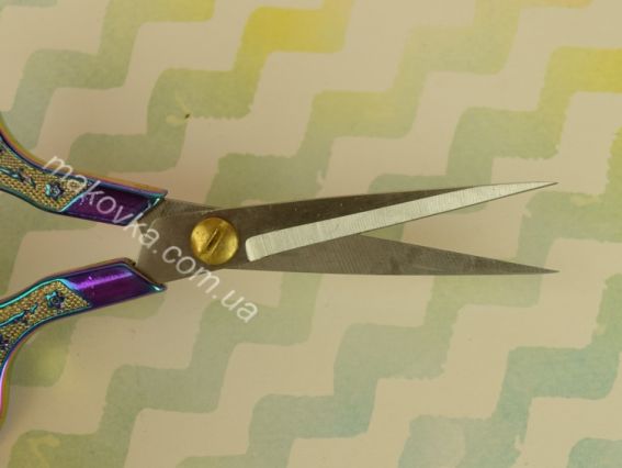 Ножиці для рукоділля 12,5см FEIBO F212  квітковий рельєф, колір меланж Lintaizuo