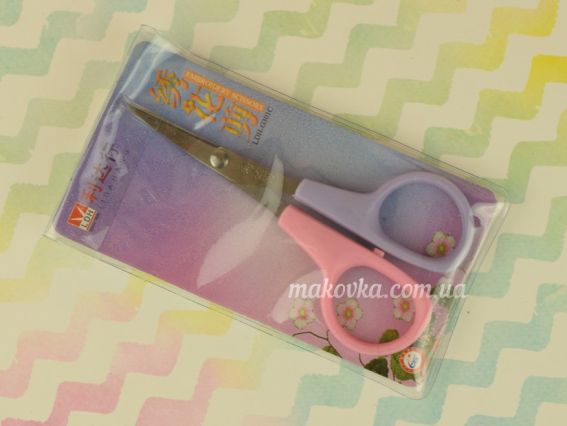 Ножнички вігнутые для подрезки вышивки, с разноцветными пластиковыми ручками, 100 мм LDH-G301C