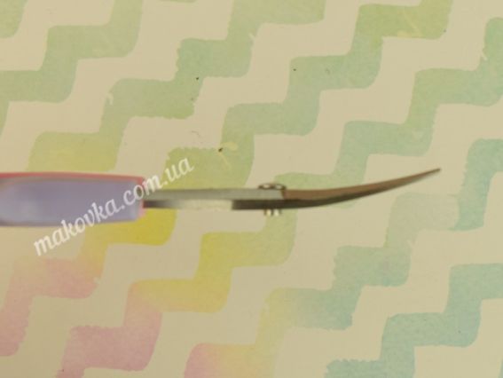 Ножнички вігнутые для подрезки вышивки, с разноцветными пластиковыми ручками, 100 мм LDH-G301C