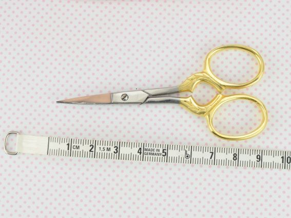 Ножницы для обрезки ниток острые 9 см с позолоченными ручками, в кожаном чехле, М248G Tamsco