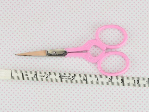 Ножиці для обрізки ниток гострі 9см з рожевими ручками, в шкіряному чохлі, М248Р Tamsco
