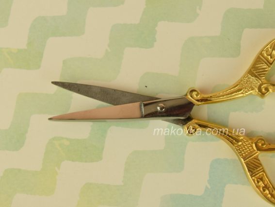 Ножиці для обрізки ниток гострі 9см з золотими ручками, в шкіряному чохлі, М254 Tamsco