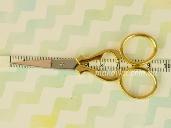Ножиці для обрізки ниток гострі 9см з золотими ручками, в шкіряному чохлі, М257 Tamsco