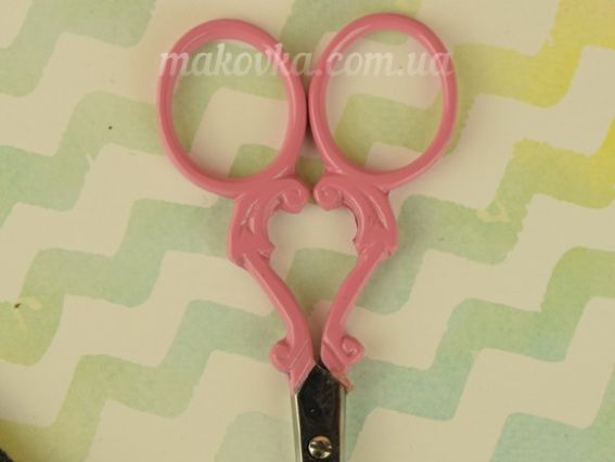 Ножиці для обрізки ниток гострі 9см з рожевими ручками, в шкіряному чохлі, М258 Tamsco