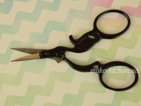 Ножиці для обрізки ниток гострі 9см з чорними ручками, в шкіряному чохлі, М270 Tamsco