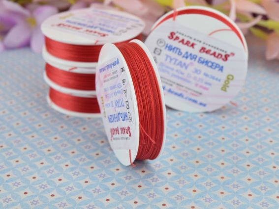 Нитки для бісеру Tytan 30, №3644 GOLD, Червоний 40м Spark beads