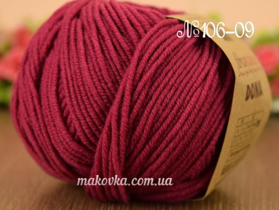 DONA Fibranatura мериносова пряжа 106-09 темно малиновий