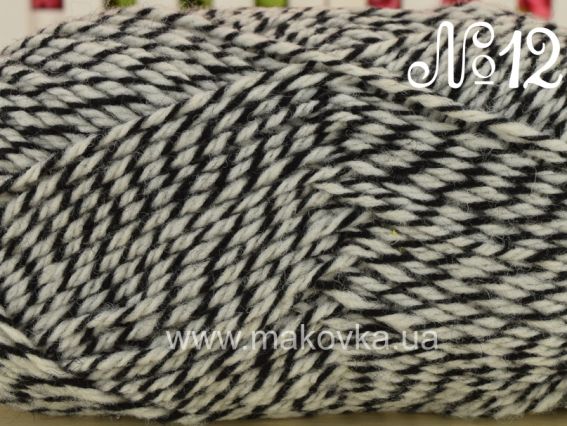 Rustikal Hauswolle Fischer пряжа 12 черно-белый меланж
