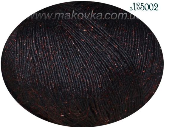Christmas Yarn GAZZAL пряжа 5002 черная с красным блестящим ворсом