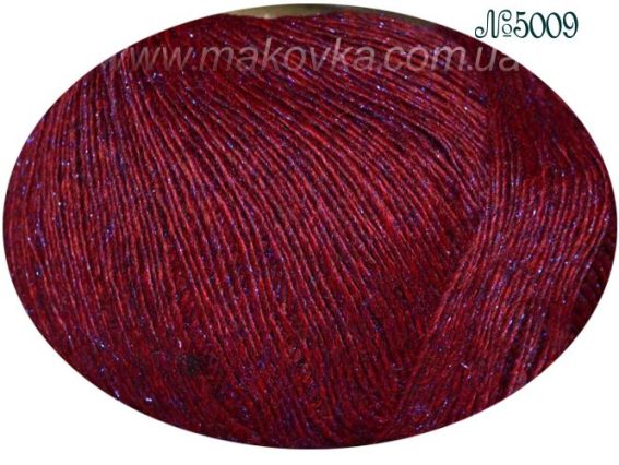 Christmas Yarn GAZZAL пряжа 5009 красная с синим блестящим ворсом