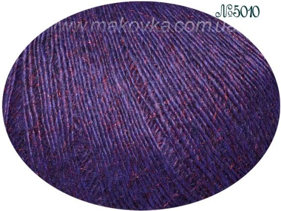 Christmas Yarn GAZZAL пряжа 5010 фиолетовая с красным блестящим ворсом