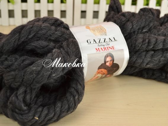 Marine GAZZAL пряжа толстая черная с сединой