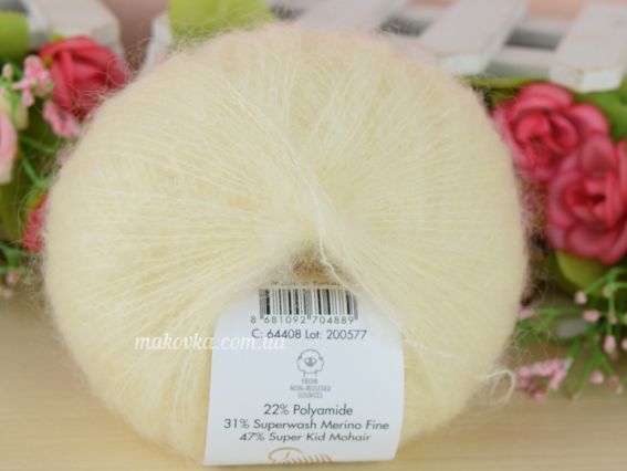 Gazzal Super Kid Mohair супер кід мохер Газал пряжа 64408 слонова кістка
